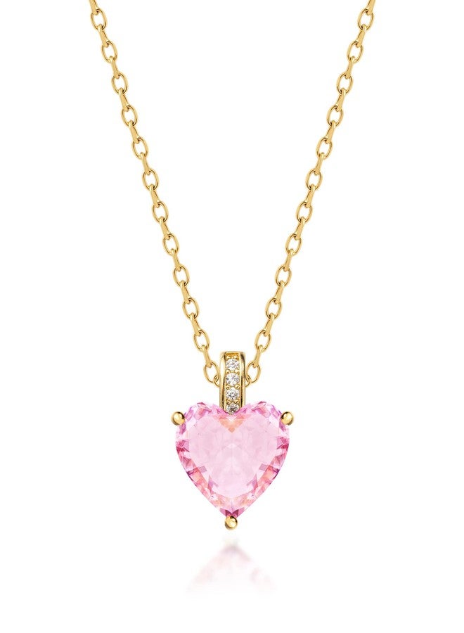 MIDDLUX Heart Necklace, Birthstone Necklace for Women, Pink Necklace, Heart Necklaces for Women, October Birthstone Necklace, Pink Heart Necklace, Rose Quartz Necklace - Image 1